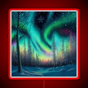 Northern Lights Beautiful Winter Snow Scene RGB Neon Sign