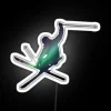 Vibrant Northern Skier neon sign with colorful, electric RGB lighting.