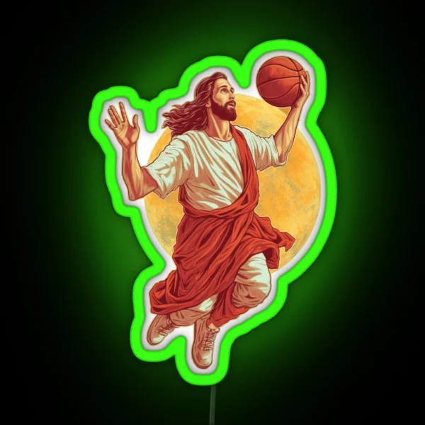 Not Today Satan Jesus Funny Slam Holy Dunk Basketball RGB Neon Sign