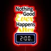 Cautionary warning that late-night shenanigans bring trouble and chaos ahead.