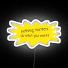 Customizable LED neon sign with colorful RGB display, philosophical statement message