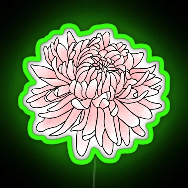 November Birth Month Flower Chrysanthemum Color RGB Neon Sign