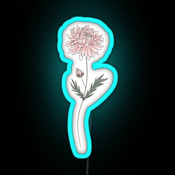 November Birth Month Flower Chrysanthemum Color RGB Neon Sign