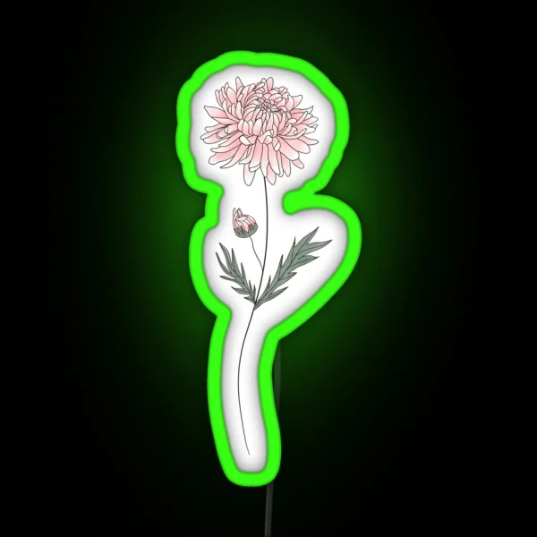 November Birth Month Flower Chrysanthemum Color RGB Neon Sign
