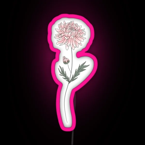 November Birth Month Flower Chrysanthemum Color RGB Neon Sign