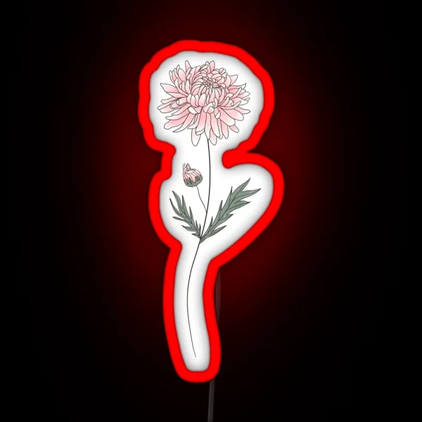 November Birth Month Flower Chrysanthemum Color RGB Neon Sign