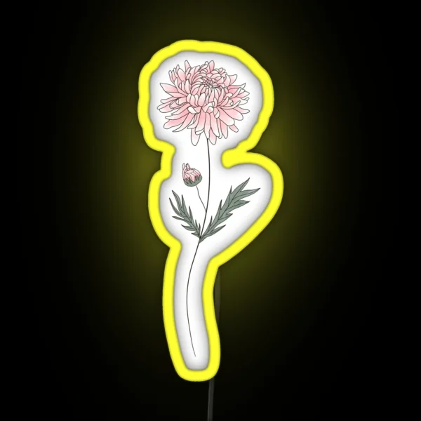 November Birth Month Flower Chrysanthemum Color RGB Neon Sign