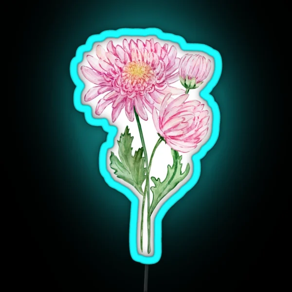 November Birth Month Flower Chrysanthemum RGB Neon Sign