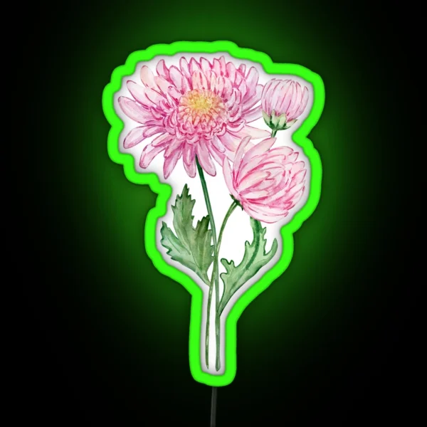November Birth Month Flower Chrysanthemum RGB Neon Sign