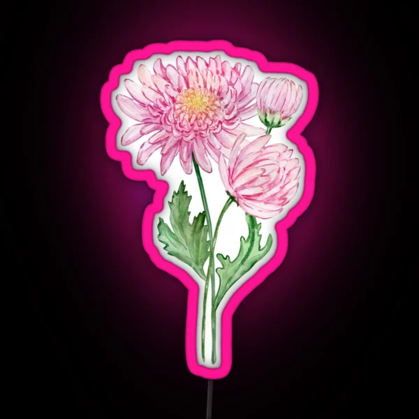 November Birth Month Flower Chrysanthemum RGB Neon Sign