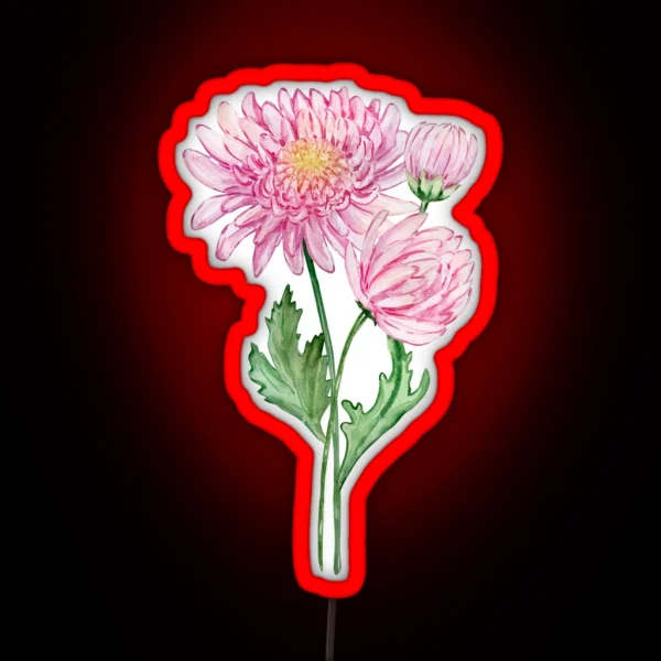November Birth Month Flower Chrysanthemum RGB Neon Sign