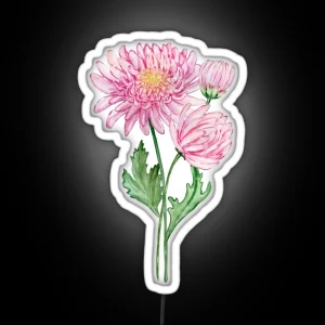 November Birth Month Flower Chrysanthemum RGB Neon Sign