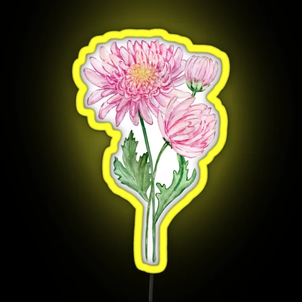 November Birth Month Flower Chrysanthemum RGB Neon Sign