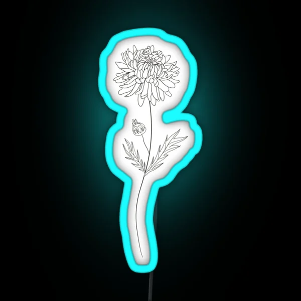 November Birth Month Flower Chrysanthemum RGB Neon Sign