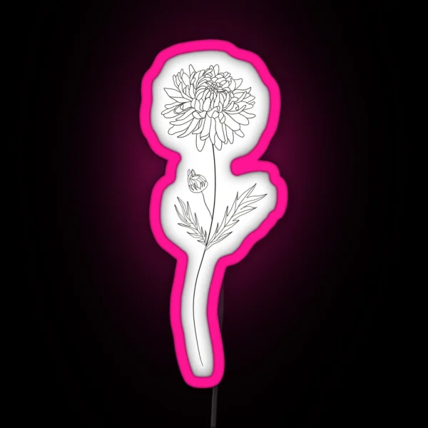November Birth Month Flower Chrysanthemum RGB Neon Sign