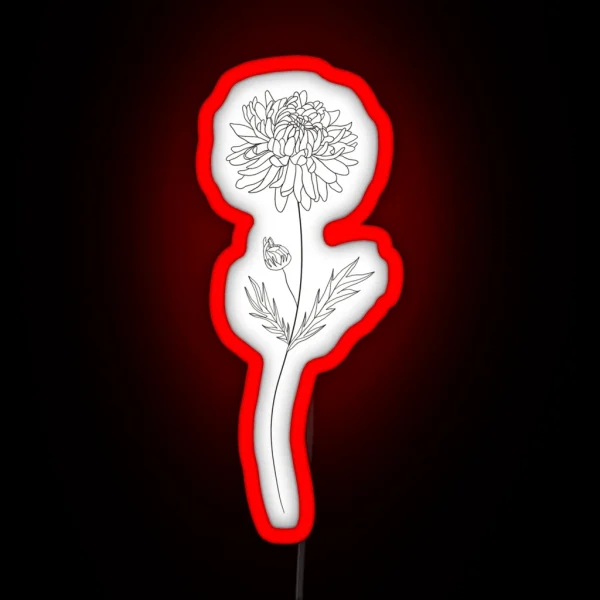 November Birth Month Flower Chrysanthemum RGB Neon Sign