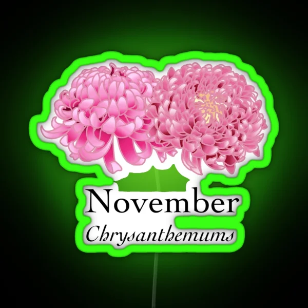 November Chrysanthemum Birth Month Flower RGB Neon Sign