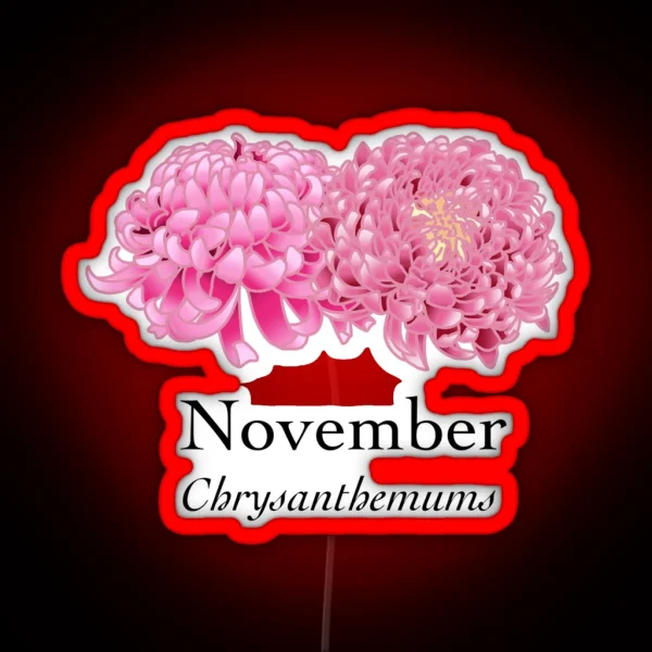 November Chrysanthemum Birth Month Flower RGB Neon Sign