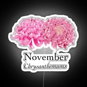 November Chrysanthemum Birth Month Flower RGB Neon Sign