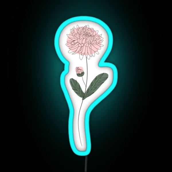 November Flower Chrysanthemum Color RGB Neon Sign