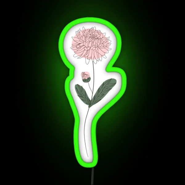 November Flower Chrysanthemum Color RGB Neon Sign