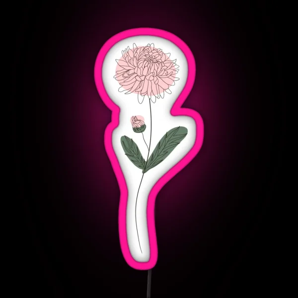 November Flower Chrysanthemum Color RGB Neon Sign