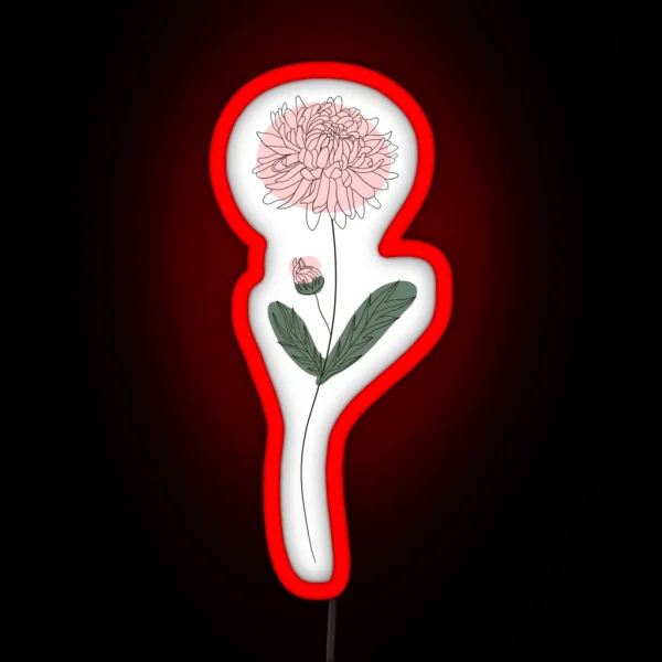 November Flower Chrysanthemum Color RGB Neon Sign