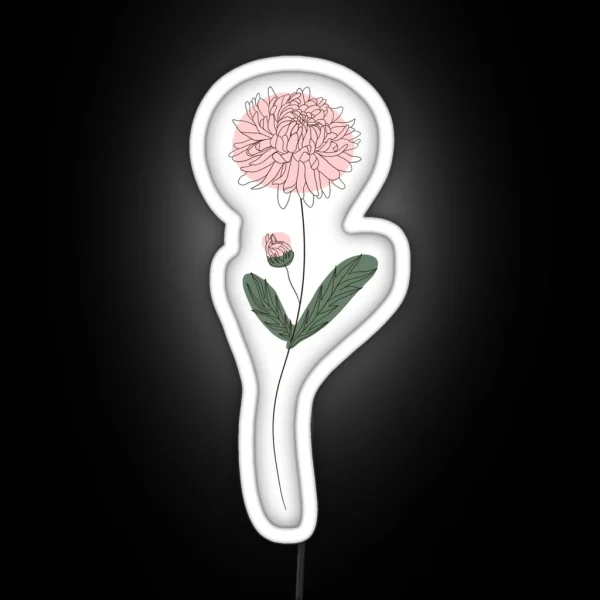 November Flower Chrysanthemum Color RGB Neon Sign