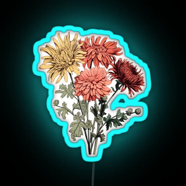 November S Radiant Chrysanthemum RGB Neon Sign