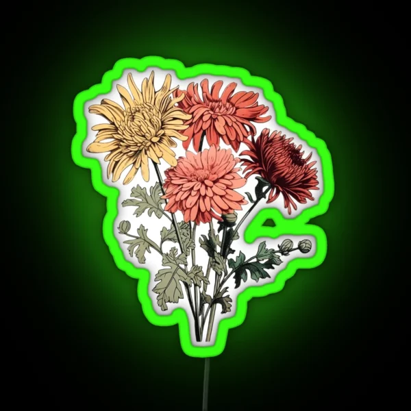 November S Radiant Chrysanthemum RGB Neon Sign