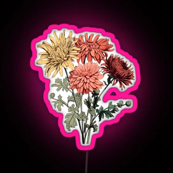 November S Radiant Chrysanthemum RGB Neon Sign