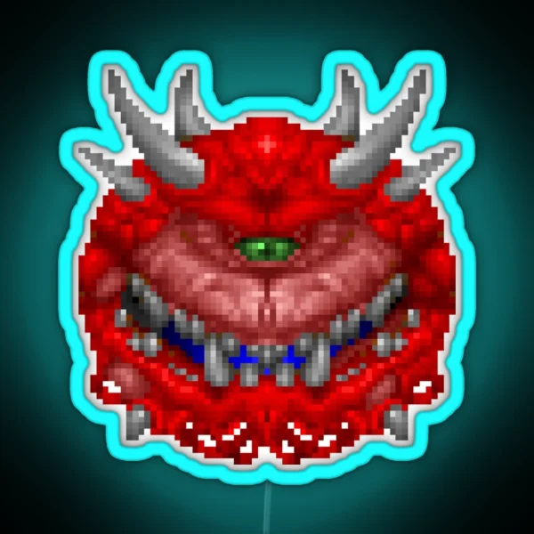 NSM100 Elite Gaming Doom Cacodemon Logo RGB Neon Sign