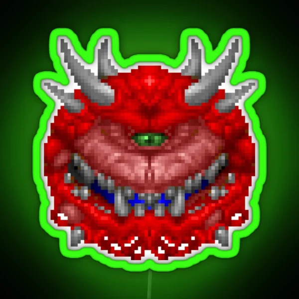 NSM100 Elite Gaming Doom Cacodemon Logo RGB Neon Sign