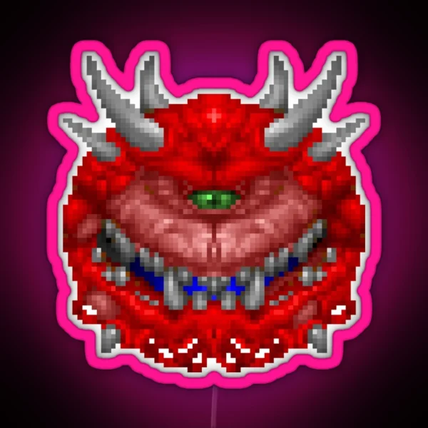 NSM100 Elite Gaming Doom Cacodemon Logo RGB Neon Sign