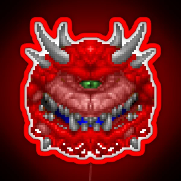 NSM100 Elite Gaming Doom Cacodemon Logo RGB Neon Sign