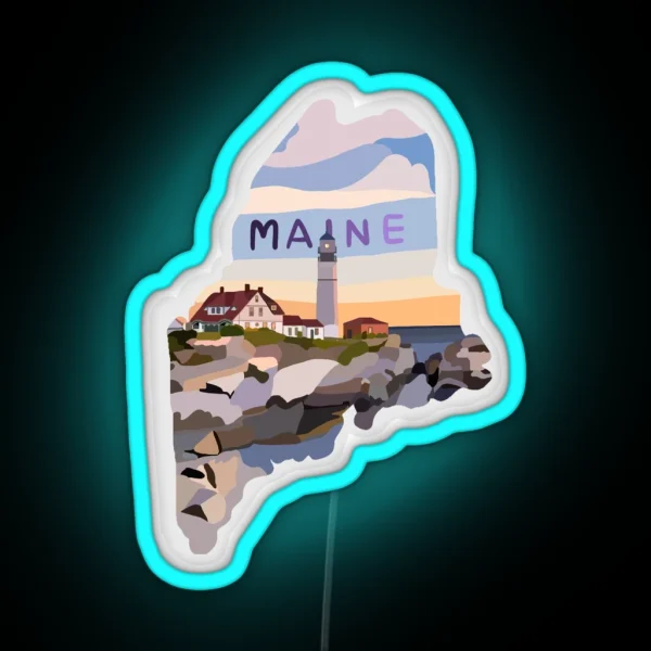 Nubble Lighthouse Maine RGB Neon Sign