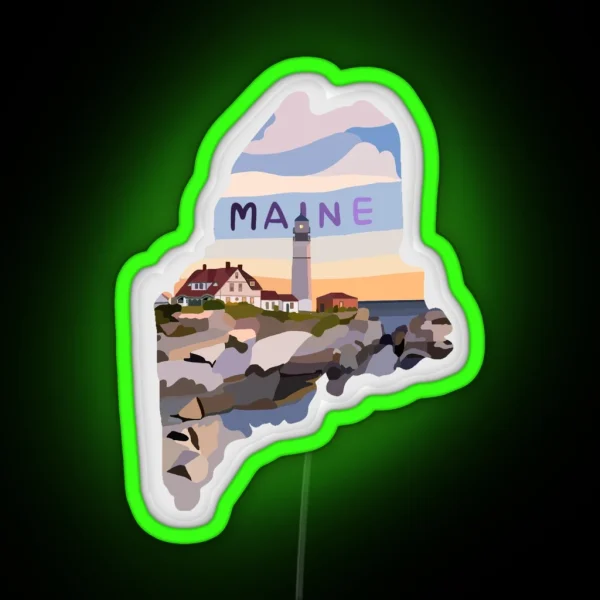 Nubble Lighthouse Maine RGB Neon Sign