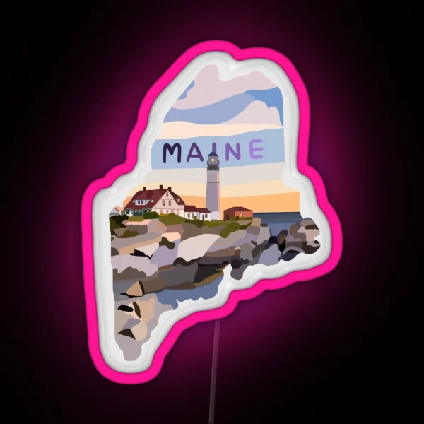 Nubble Lighthouse Maine RGB Neon Sign