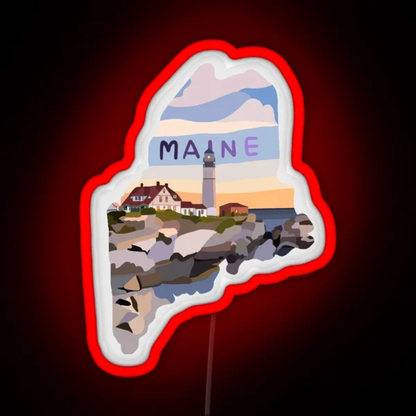Nubble Lighthouse Maine RGB Neon Sign