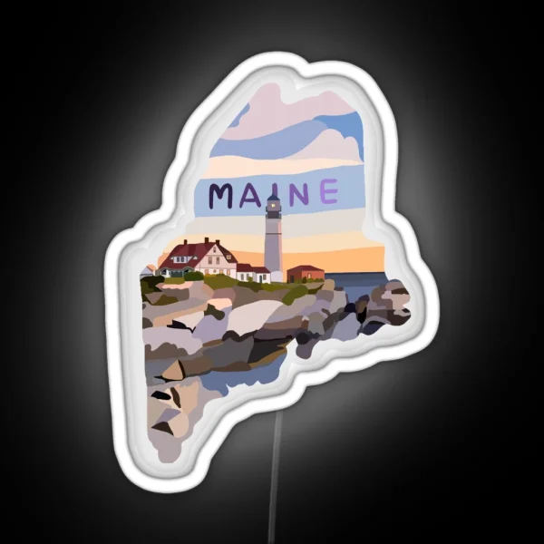 Nubble Lighthouse Maine RGB Neon Sign
