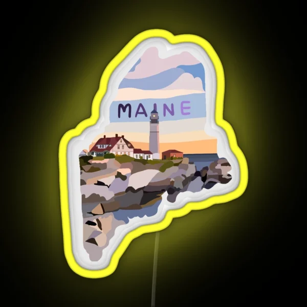 Nubble Lighthouse Maine RGB Neon Sign