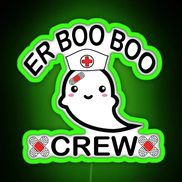 Nurse Ghost ER Boo Boo Crew RGB Neon Sign