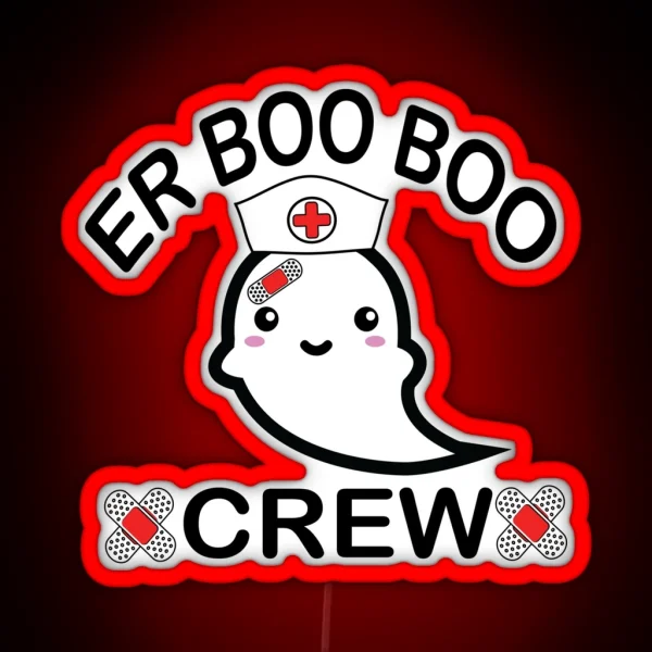 Nurse Ghost ER Boo Boo Crew RGB Neon Sign