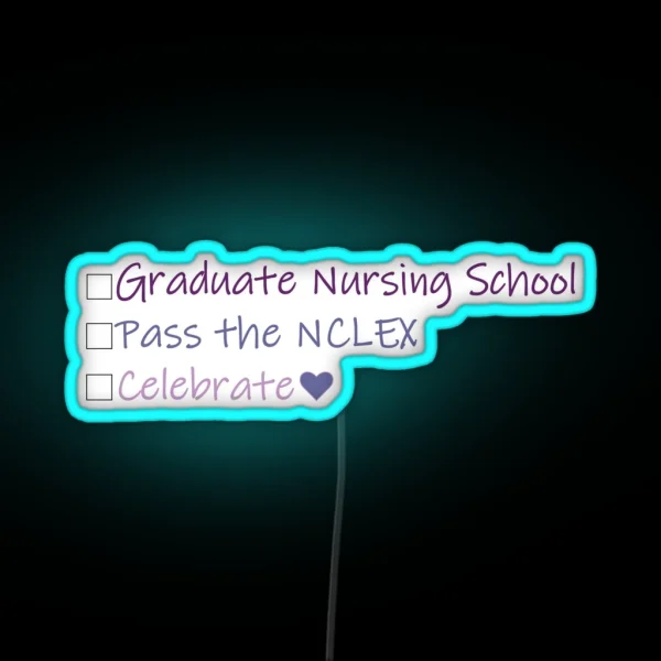 Nursing School Check List In Purple RGB Neon Sign