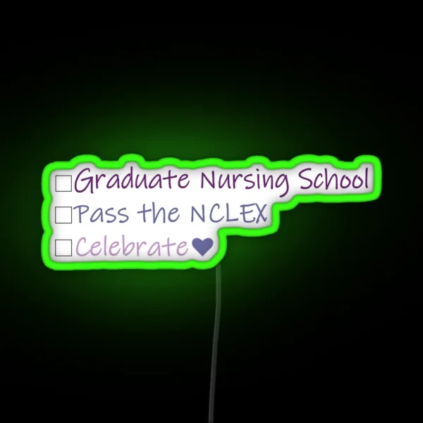Nursing School Check List In Purple RGB Neon Sign