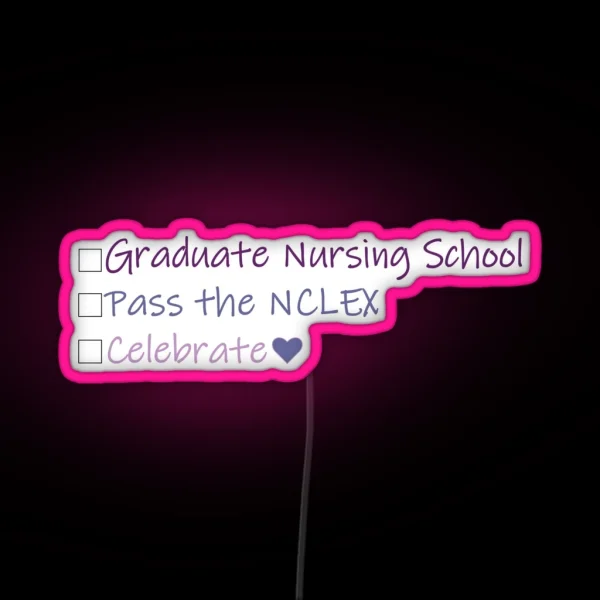 Nursing School Check List In Purple RGB Neon Sign