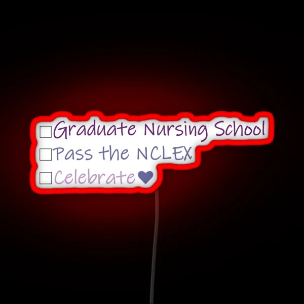 Nursing School Check List In Purple RGB Neon Sign