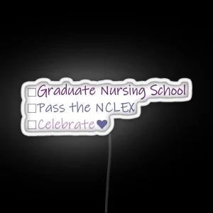 Nursing School Check List In Purple RGB Neon Sign