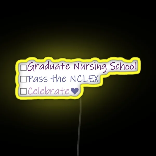 Nursing School Check List In Purple RGB Neon Sign