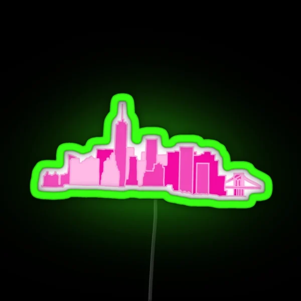 Nyc Skyline Pink RGB Neon Sign